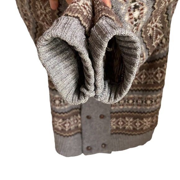 Maban of Scotland Oversize Knit Wool Double-breasted Sweater with Aztec … - Picture 4 of 7